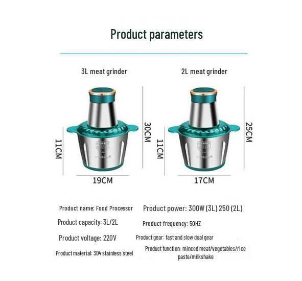 Large Capacity Stainless Steel Electric Meat Grinder & Food Processor