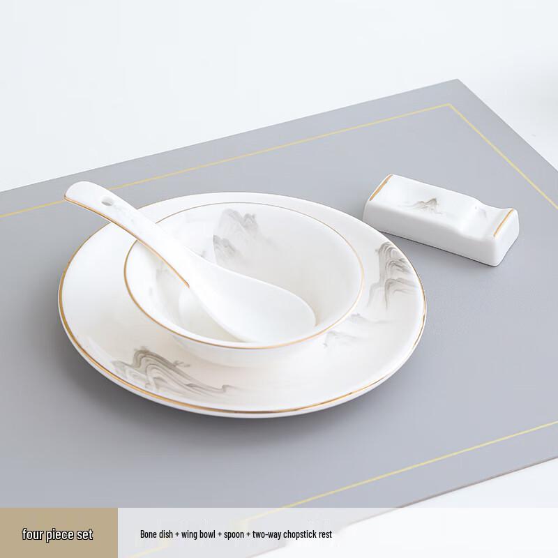 Chinese Style Gold Rim Ceramic Tableware Set