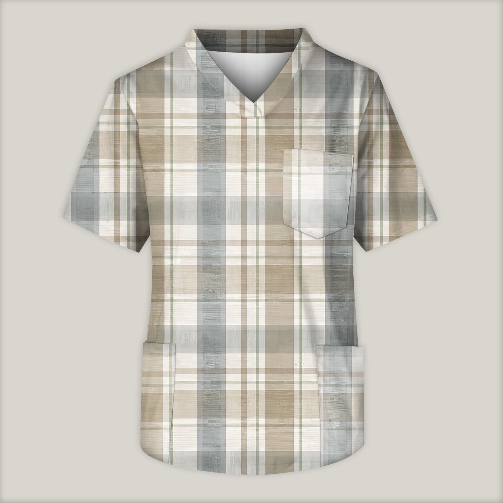 

Мужская рабочая блузка с короткими рукавами и v-образным вырезом с принтом, топ с нагрудным карманом M