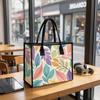 Colorful Leaf Pattern Large Tote Bag Casual Daily Shoulder Handbag for Shopping Travel Outing