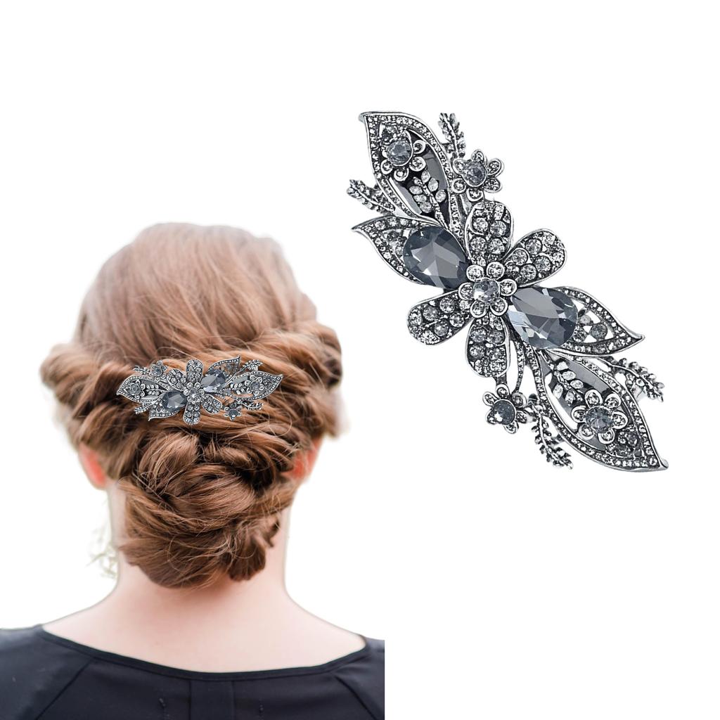 Diamante Hair Clips for Women Blue Crystal Floral Hair Accessories for Bridal Occasions and Special Events