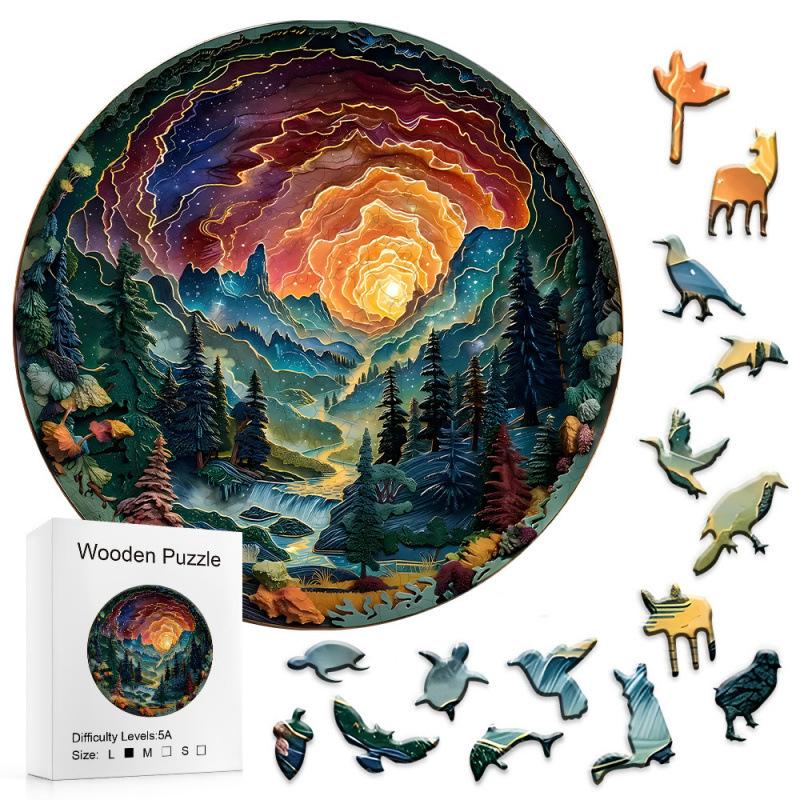 Forest Canyon Wooden Puzzle Irregular Small Animal Pieces Flat Wooden Puzzle