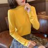 Semi-turtleneck fungus edge bottoming shirt women's early spring with candy-colored sweater knitted sweater top tide