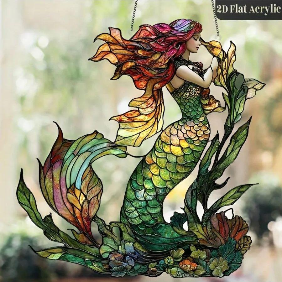 1 piece of charming mermaid pendant. Fashionable hanging decoration suitable for bathrooms and living rooms - unique home decor