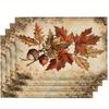Autumn Leaf Placemats Set of 4 Acorn and Leaves Pattern Thansgiving Day Ideal for Holiday Kitchens and Family Gatherings