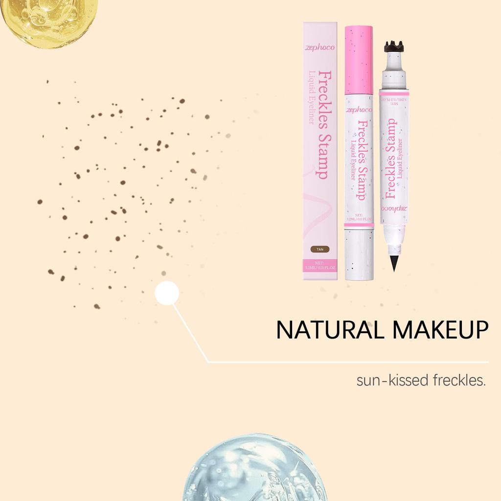 Zephoco Dual Waterproof Eyeliner & Freckle Pen, Light Brown - Smooth, Pigmented, Smudge-Resistant