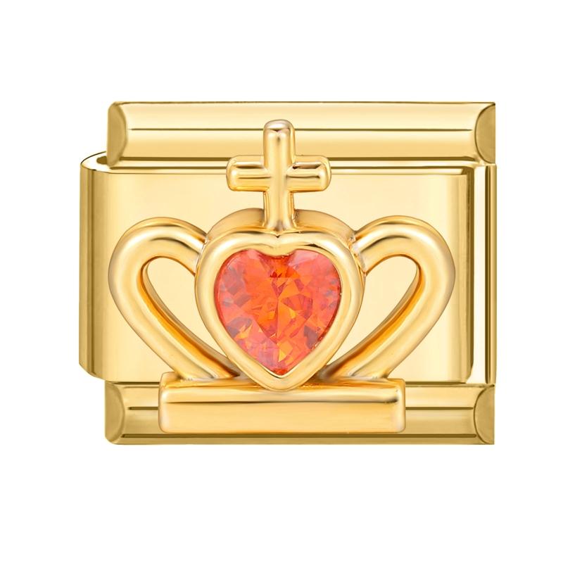 Gold Color Zircon Butterfly Heart Corn Cherry Bow Knot Italian Charm Links Fit 9mm Stainless Steel Bracelet Women DIY Making