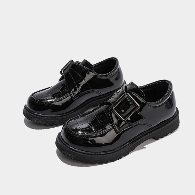 2024 Boy Leather Shoe Black New Children's Uniform School Shoes Glossy Fashion Non-slip PU Kids Causal Classic Performance Shoes