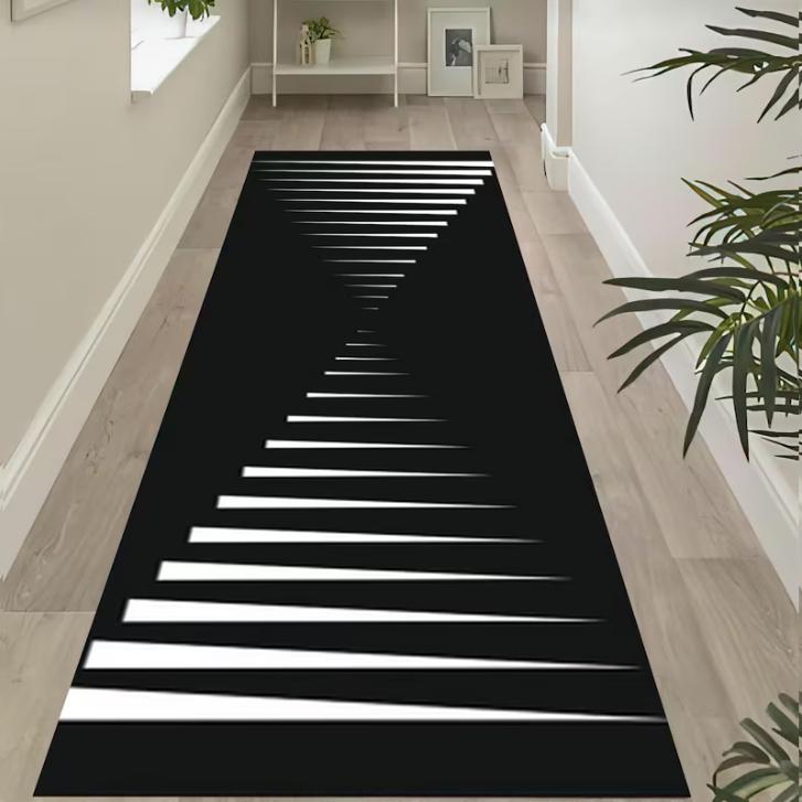 Marble Stairs Illusion Rug 3D Tunnel Carpet Gray White Depth Design Modern Optical Home-Decor 40X120CM