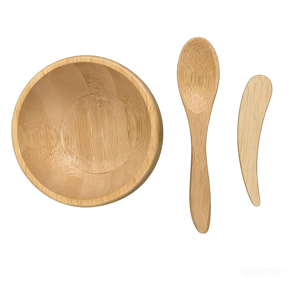 Bamboo Wood Mask Bowl Sleek Mud Mask Application Tool Bamboo Spatula Spoon Mud Mask Application