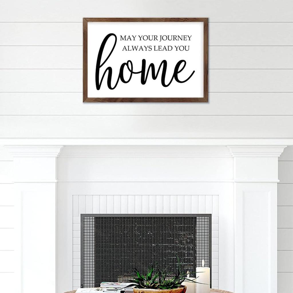 May Your Journey Always Lead You Home-1 Sign Wood Framed Sign Wall Art Plaque Sign for Home Wall Decor 16 x 20 Inch