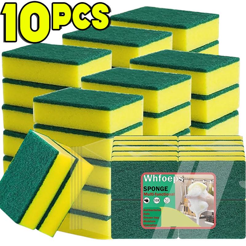 

50PCS Kitchen Dishwashing Soft Sponge Absorbent Clean Rub Pot Rust Scouring Pad Removing Kits Household Cleaning Brush Sponge