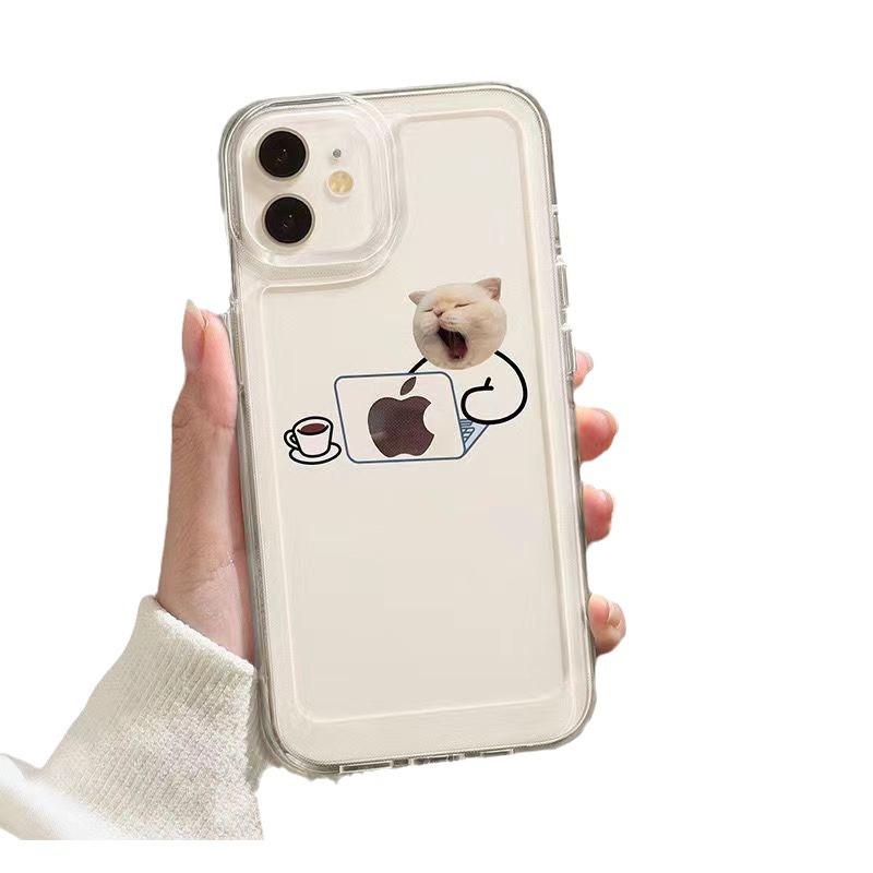 Cat & Dog Art iPhone Case: Compatible with Apple 13 Pro Max/14 Pro, Transparent Design