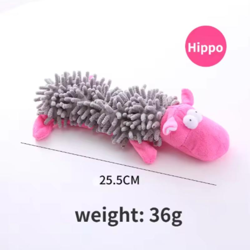 Pet Dog Toy Squeak Plush Toy Sound Mop Fur Shell Frog Hippo Teeth Grinding Chewable Doggie Toys