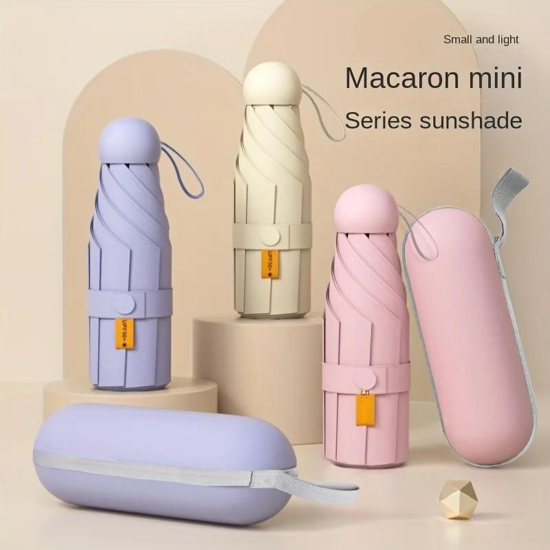 New Compact Travel Mini Umbrella Uv Protection Capsule Umbrella 5 Fold Ultra Lightweight Sunshade Umbrellas Protable