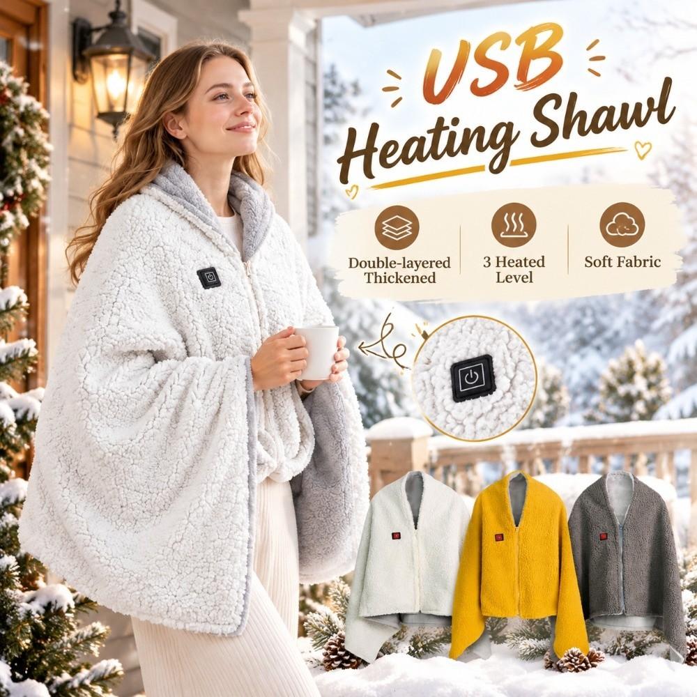 Soft Fabric USB Heating Shawl 3 Heated Level Outdoor Camping Thermal Blankets Office Use