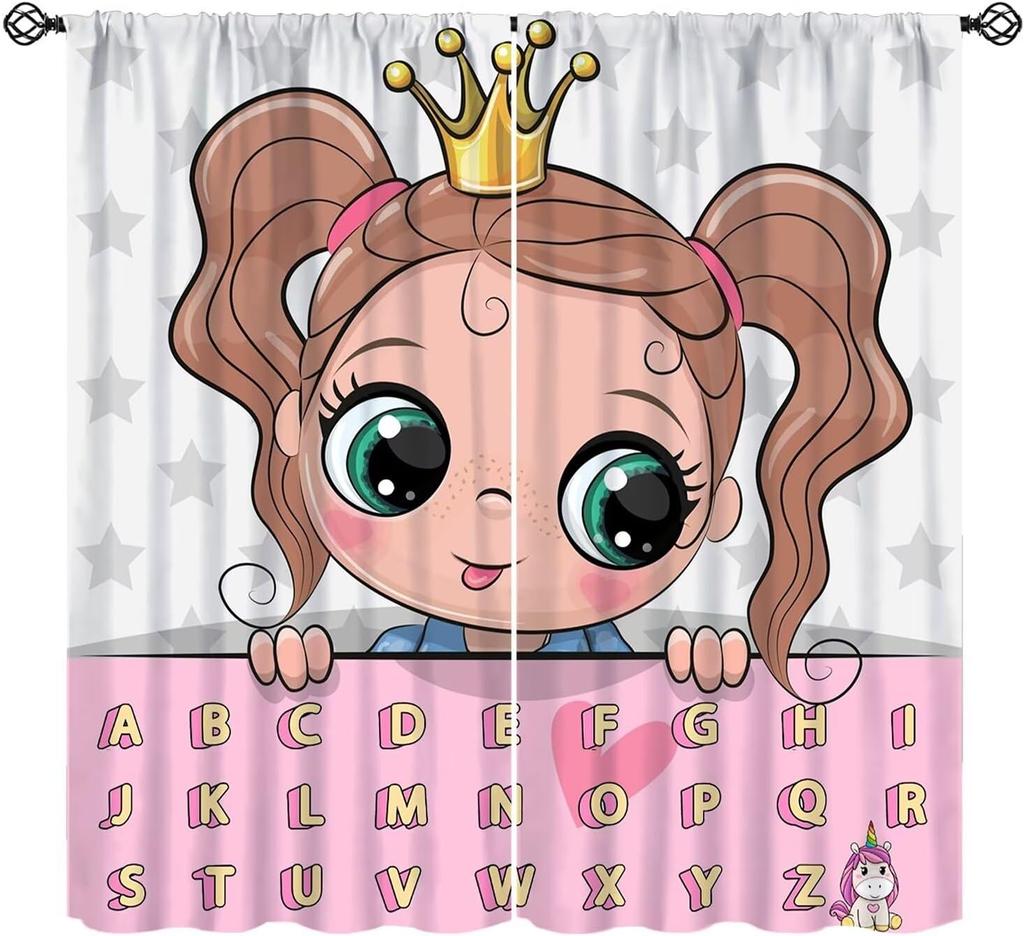 Abc Classroom Curtains Kids Curtains Colorful Cartoon Dinosaur Alphabet Learning Boys Girls Window Treatments Toddler Bedroom