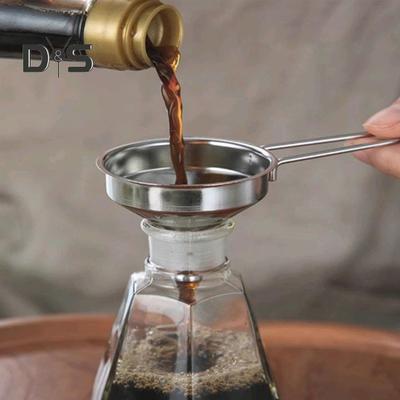Stainless Steel Mini Funnel with Long Handle Smooth Stain Resistant Kitchen Funnel for Liquids Dry Ingredients Metal Funnel for Cooking Essential Oils