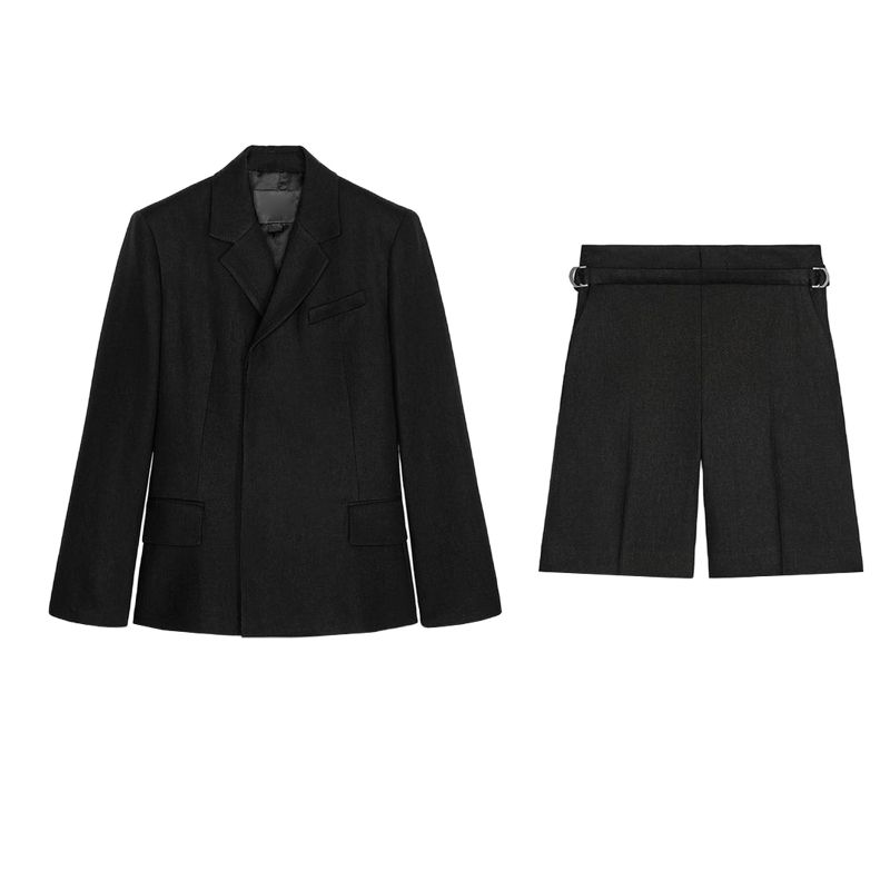 Spring New Women clothes Linen Blend Double Breasted Blazers 2490586 Casual Shorts 2462586