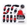 DEFT Regulador de Presión de Combustible Ajustable Universal Aceite Manómetro 100psi Conexión AN 6 Regulador de Presión de Combustible EFI Extremo-Negro Azul