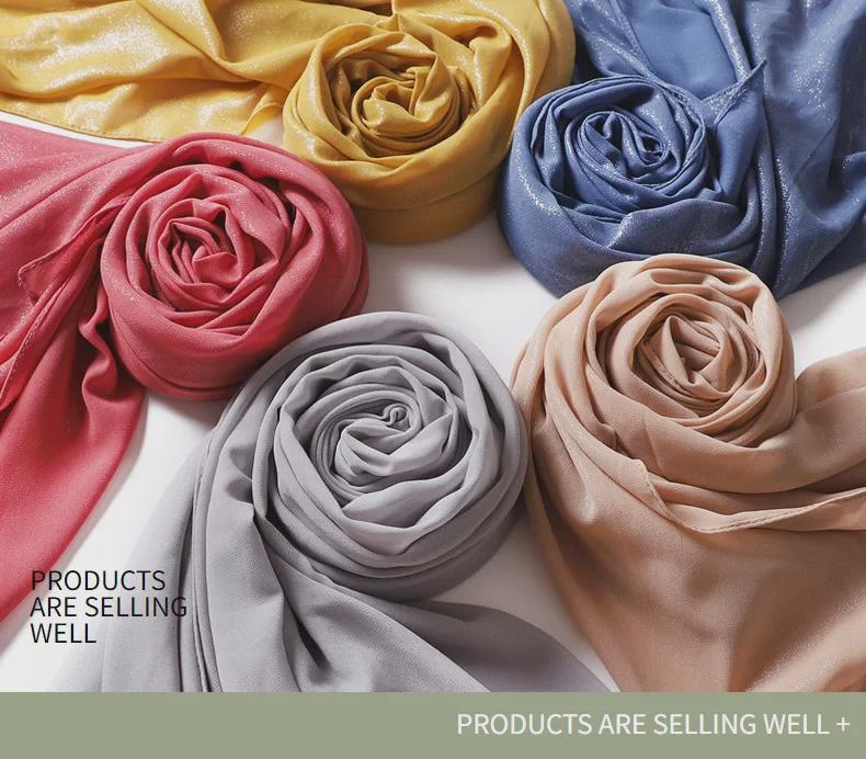 New Style Women's Silver Pearl Chiffon Long Scarf