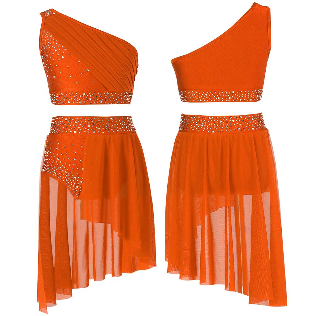 Dětské Dívčí Dívčí Taneční Oblečení Balet Gymnastika Trikot Atletický Crop Top s Tutu Sukní Lyrické Dance Šaty