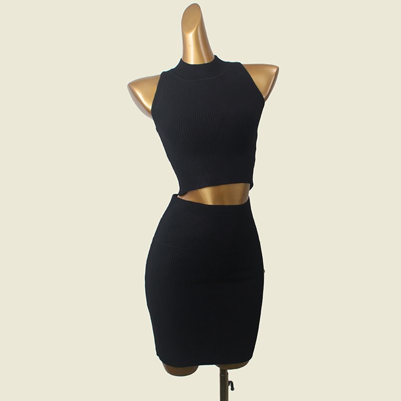 American Single Accessible Luxury High-End Knitted Two-Piece Hip Skirt Vest Suit