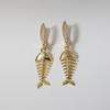 1 Pair Unique Fish Bones Dangle Earrings for Women Fashion Zirconia Earring Jewelry Wedding Party Accessories