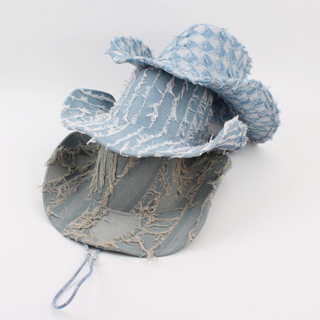 Distressed Sun Hat with Wide Brims Antique Western Theme Hat For Summer Outdoor Beach Travel Men Women Unisex Headwear