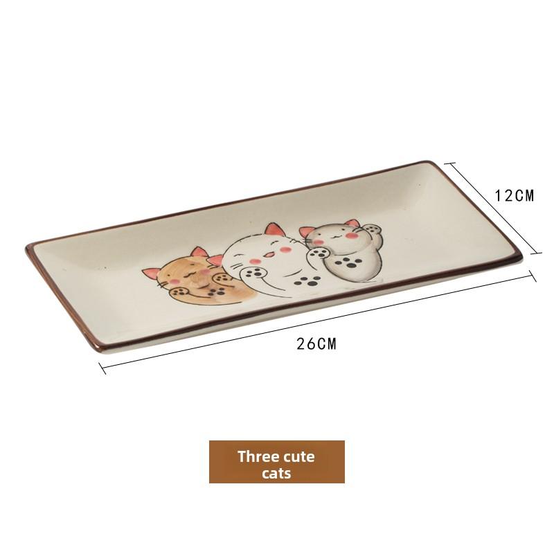 1PC Japanese-style Creative Tableware, Ceramic Sushi Plate, Rectangular Dish, Fried Fish Plate