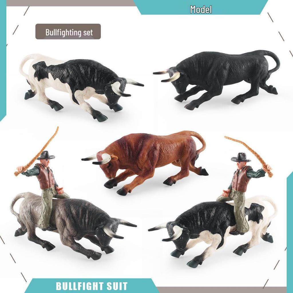 Spanish Bullfighting Set: North African Wild Bull & Tamed Bull Rider Figurine