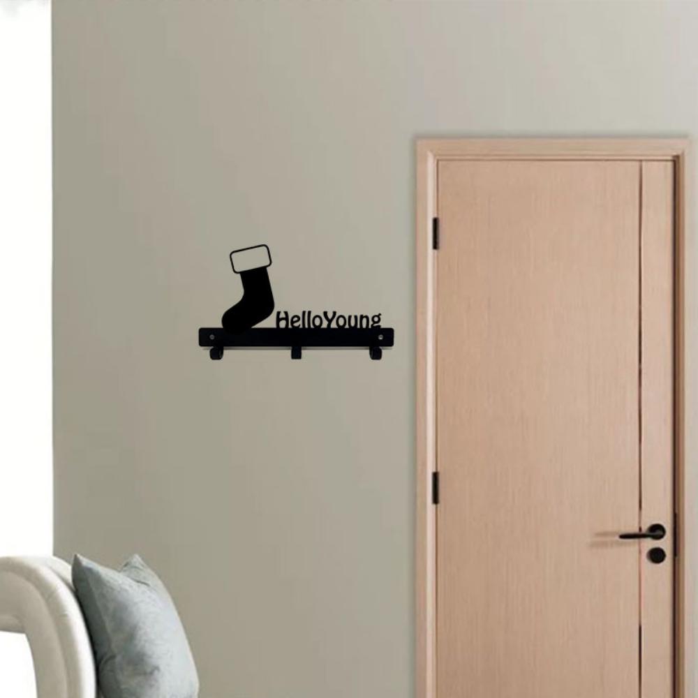 1pc Charming Wall Mounted Key Hook - Christmas Stocking Design Wall Mounted Coat Hook. Holiday Decorations.