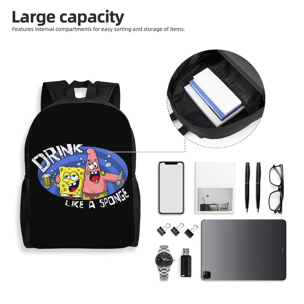 S-Sponges Anime Bobes Backpacks for Men Women Water Resistant College School Cartoon Bag Print Bookbags