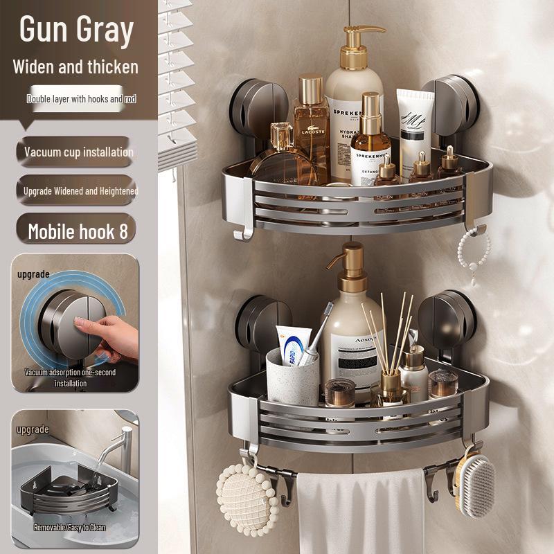 Dreieckige Saugnapf-Eckablage: Wandmontiertes Badezimmer-Aufbewahrungsregal