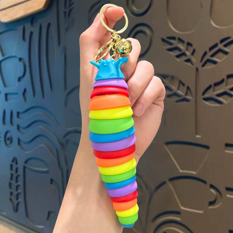 Colorful Caterpillar Slug Keychain: Stress Relief & Educational Toy for Kids