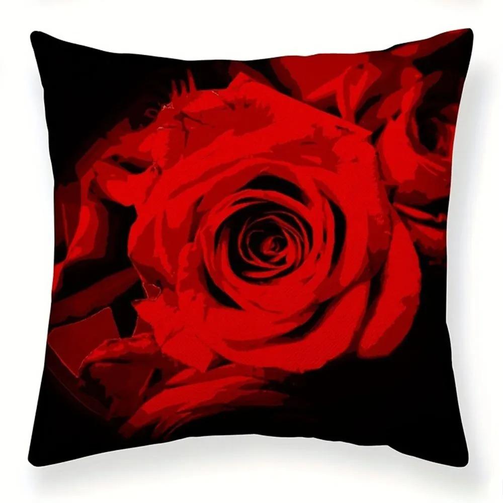 Dekoracja Domu Czerwona Róża Seria Walentynkowa Poszewka na Poduszkę Sypialnia Salon Sofa Dekoracyjny Pokrowiec na Poduszkę