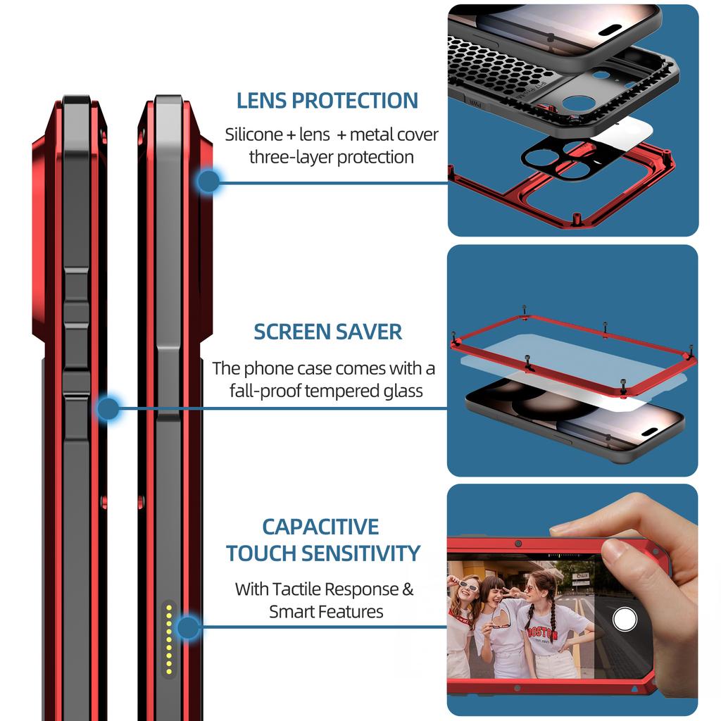 360° Full Body Protective Case For Iphone 17 Air 16 15 14 13 Plus 12 11 Pro Max 16E 17E Metal Heavy-Duty Shockproof Armor Cover