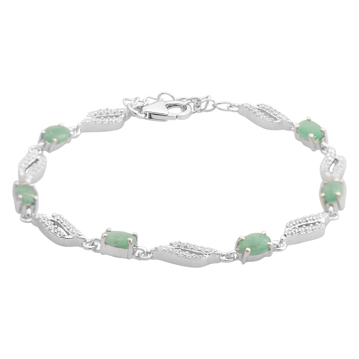 

Срібний браслет із натуральним смарагдом 3.773ct, вага виробу 6,37 гр (2166764) 17-20cm смарагдовий