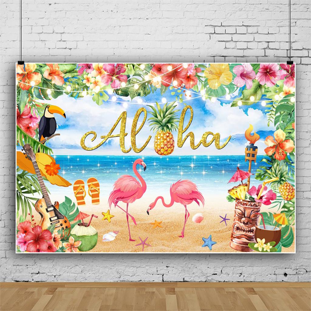 Summer Hawaii Beach Backdrop Tropical Flowers Aloha Luau Sea Surfboard Holiday Party Birthday Photography Background Decor Props