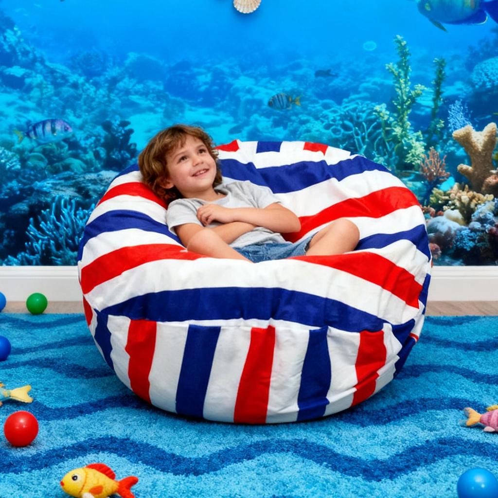 Stuffed Animal Storage Chair Plush Doll Zippered Organize Chair Toy Holder Seat Beans Bags For Kids Bedroom Reading Corner
