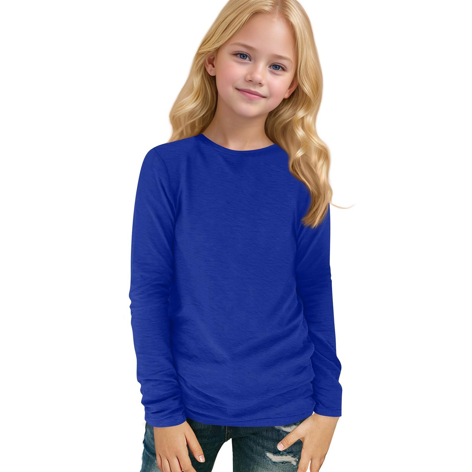 

Детский топ с длинными рукавами и круглым вырезом, однотонный, повседневный 130