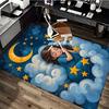 1pc Anime Cartoon Design Office Chair Mat - Moon and Stars Decorative Rug for Home Office, Festival Gift, Seasonal Universal Carpet.H023