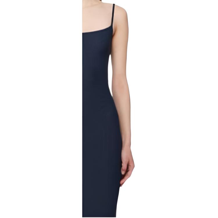 SKIMS Solid Color Adjustable Long Slip Dress Women dresses Navy-Blue APDRS0596-NAVY