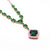 Purple Gold Luxury Greenstone Egg Surface Necklace Fashion Temperament Rose Gold Plated Square Necklace