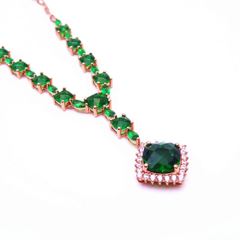 Purple Gold Luxury Greenstone Egg Surface Necklace Fashion Temperament Rose Gold Plated Square Necklace