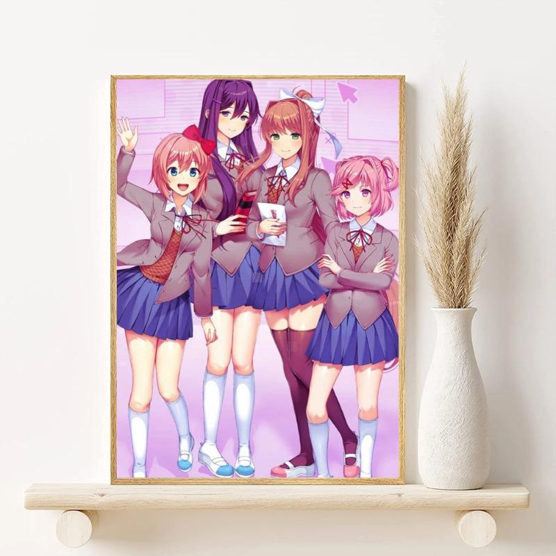 D-Doki Doki L-Literature Club Anime Poster HD Art Sticky Wall Waterproof Home Living Room Bedroom Bar Aesthetic Decoration