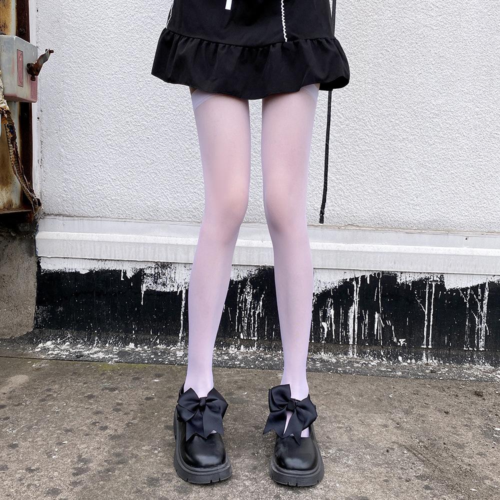 Ultra Thin Japanese Cute Women Over Knee Anti Snag Solid Stockings