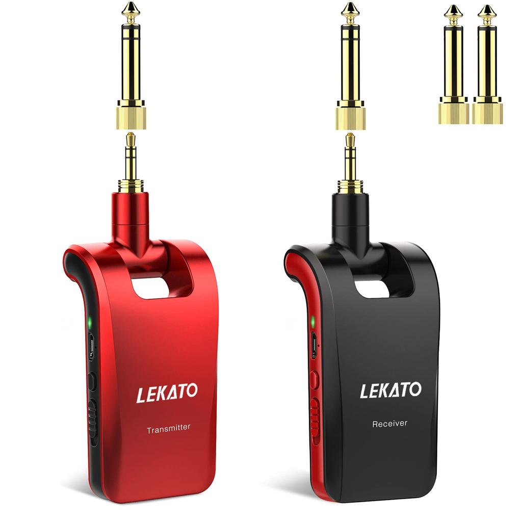 Wireless System with and and Stereo and Mono Plugs for Electric Direct USB Stereo Transmitter/Receiver, Preamp, 3.5mm 6.35mm Guitar, Plug-in, 2.4GHz,