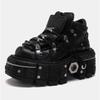 Vintage Spanish Tank Sole Metal High-top Shoes Cowhide Platform Small Leather Shoes Dark Punk Muffin Sole Single Shoes Women