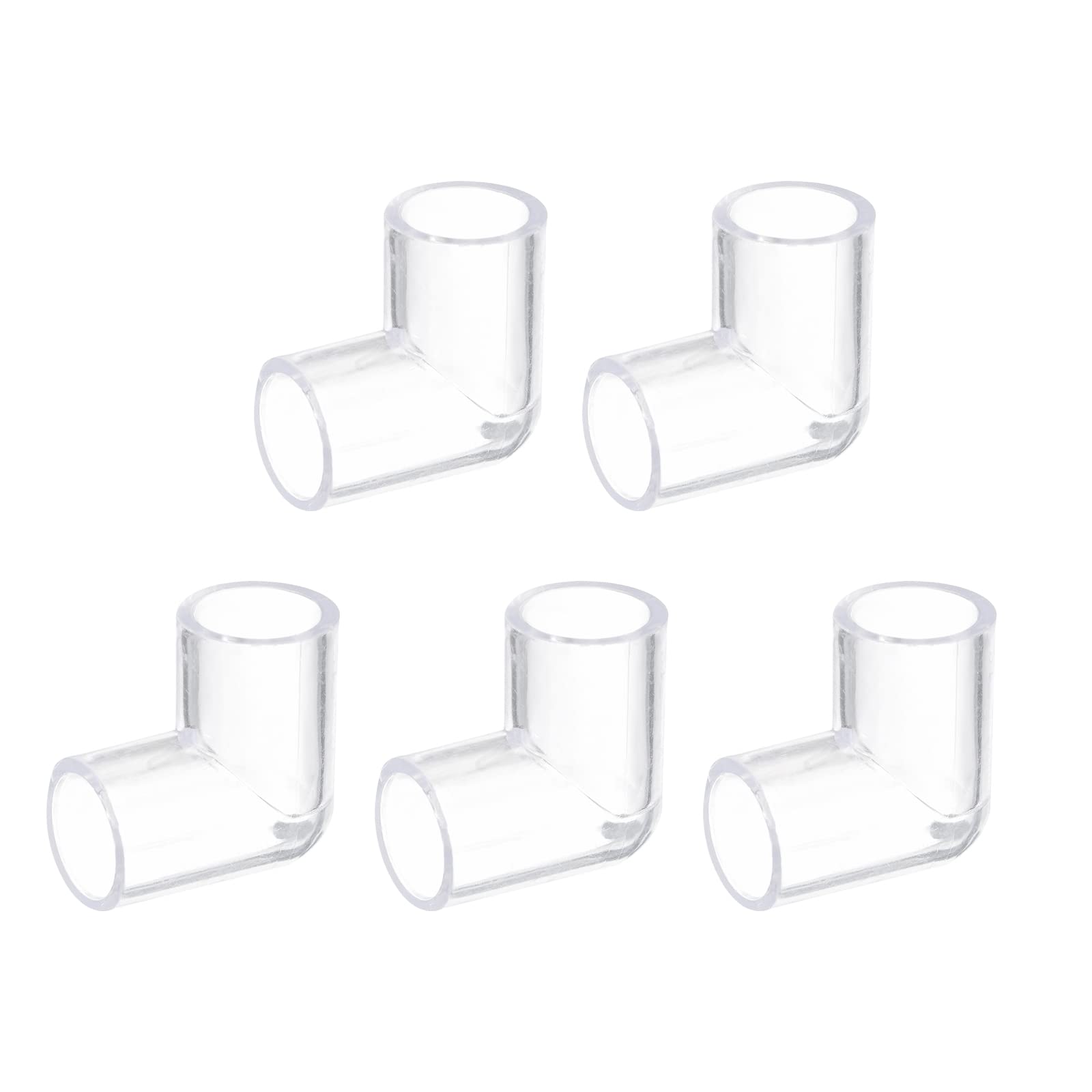 uxcell 5pcs Clear Acrylic Pipe Elbow 16mm 2-Way Elbow Pipe Fitting Adapter for Aquarium Fish Tank 36mmx36mm